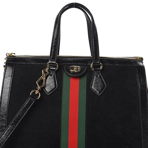 gucci black suede tote|black Gucci ophidia bag.